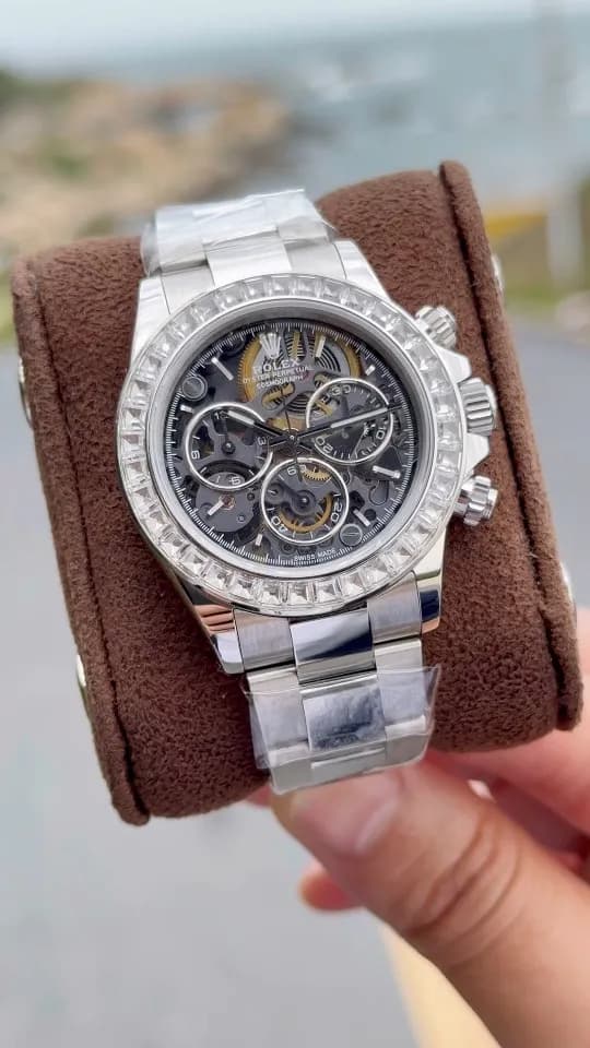 Rolex Daytona PPM Custom 40mm (White Skeleton Diamond Dial) - View 1