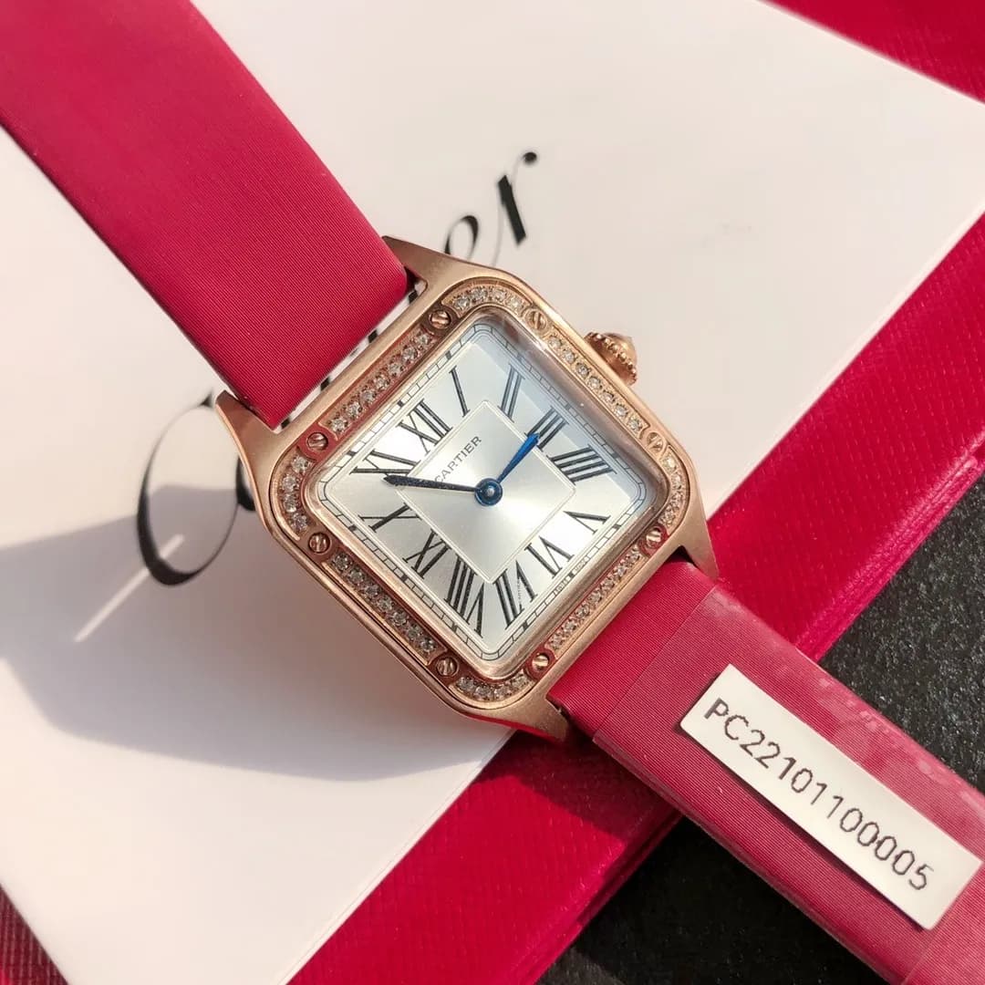 Cartier Santos Dumont Ultra-Thin (Rose Gold & Genuine Diamonds) - View 6